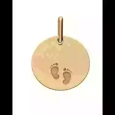 Médaille Ronde Or Empreintes Pieds Personnalisable image cachée