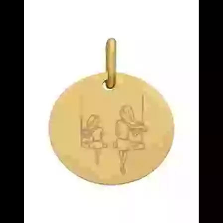 M&eacute;daille Ronde M Famille Balan&ccedil;oire en Or Personnalisable image cachée