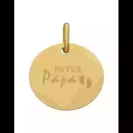 M&eacute;daille Ronde M Futur Papa en Or Personnalisable image cachée