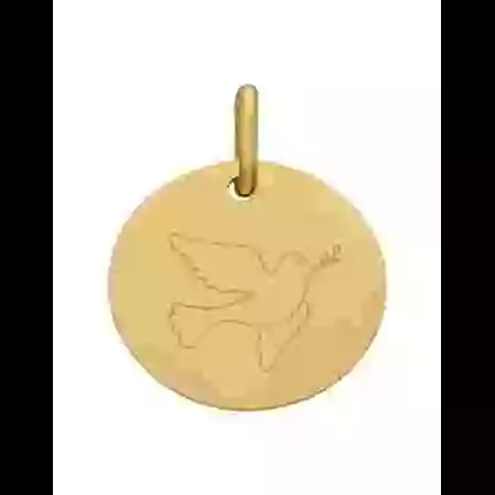 M&eacute;daille Ronde M Colombe en Or Personnalisable image cachée