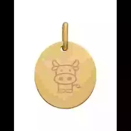 M&eacute;daille Ovale M Zodiaque Enfantin en Or &agrave; Personnaliser image cachée