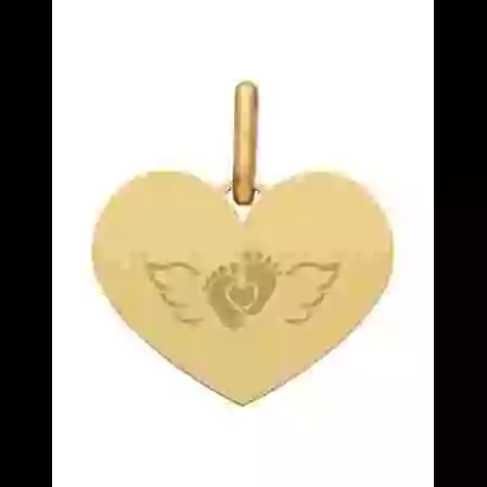 M&eacute;daille C&oelig;ur M Ange Petits Pieds en Or &agrave; Personnaliser image cachée
