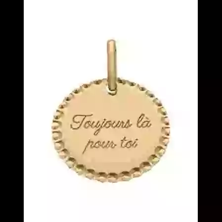 M&eacute;daille Or Ronde Perl&eacute;e &agrave; Graver image cachée