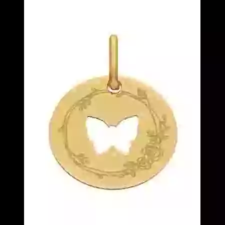 M&eacute;daille Papillon Ajour&eacute; M D&eacute;cor Fleur image cachée