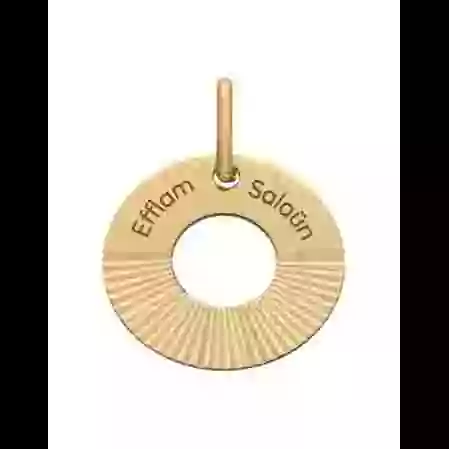 M&eacute;daille &agrave; Personnaliser en Or Cercle Soleil image cachée