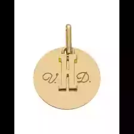 M&eacute;daille Ronde Or &agrave; Graver & Son Initiale image cachée