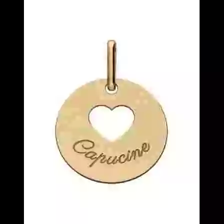 M&eacute;daille Ronde Or C&oelig;ur Ajour&eacute;e Personnalisable image cachée