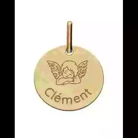 M&eacute;daille Ronde Or Ange Personnalisable image cachée