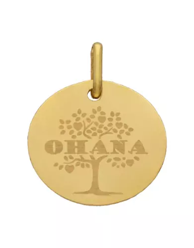 Médaille Ronde M Arbre de Vie Ohana en Or Personnalisable