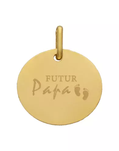Médaille Ronde M Futur Papa en Or Personnalisable