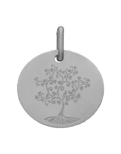 Médaille Ronde M Arbre de Vie Oiseaux en Or Personnalisable