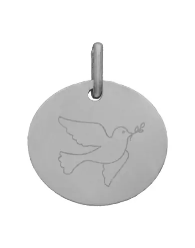 Médaille Ronde M Colombe en Or Personnalisable