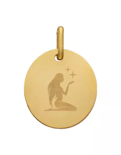 Médaille Ovale M Emblème Zodiaque en Or à Personnaliser