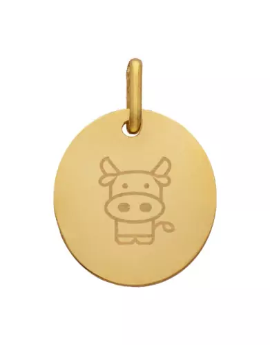 Médaille Ovale M Zodiaque Enfantin en Or à Personnaliser