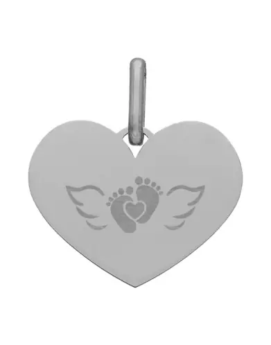 Médaille Cœur M Ange Petits Pieds en Or à Personnaliser