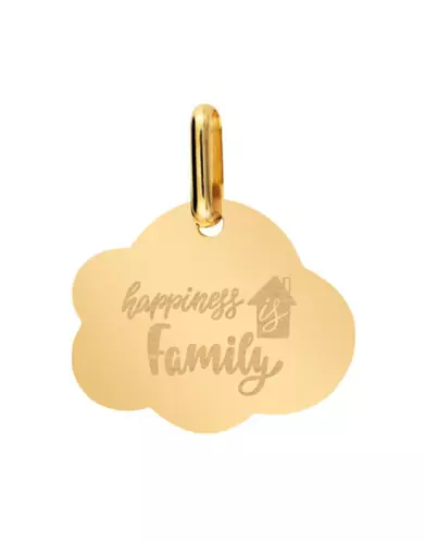 Médaille Nuage en Or S Happiness is Family Personnalisable