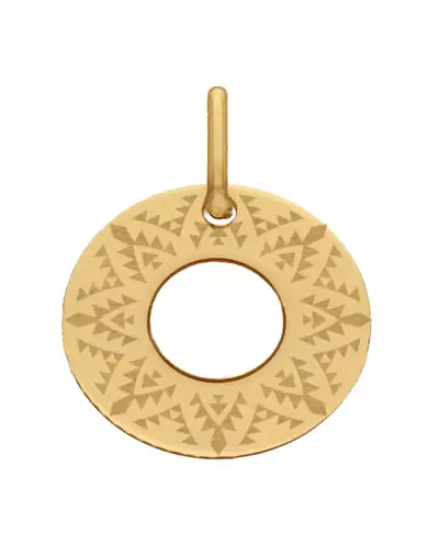 Médaille Ronde Ajourée M Tribal en Or à Personnaliser