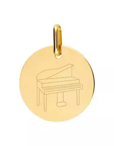 Médaille Ronde en Or S Piano Personnalisable