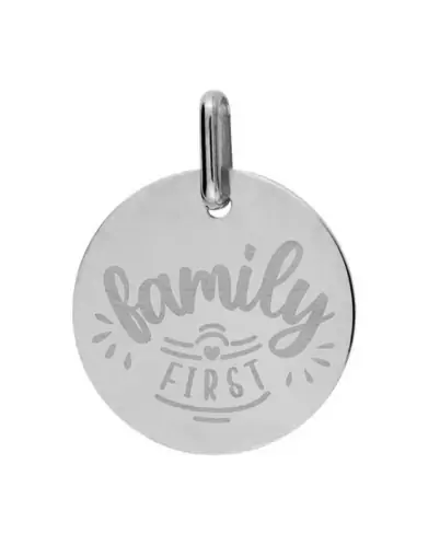 Médaille Ronde en Or S Family First Personnalisable