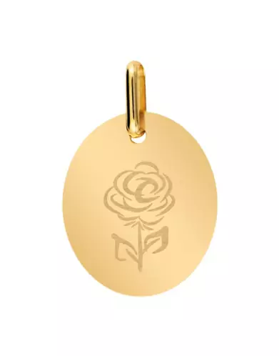 Médaille Ovale en Or S Rose Personnalisable
