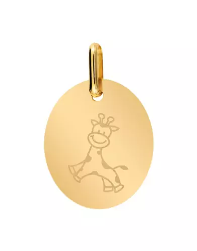 Médaille Ovale en Or S Girafe Personnalisable