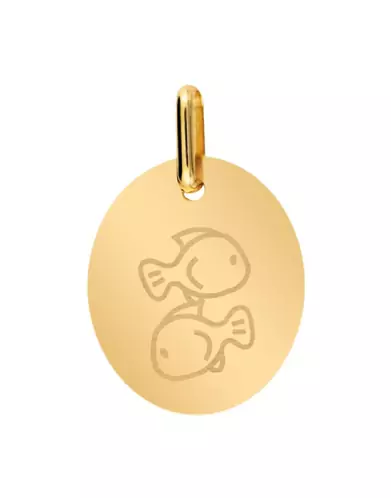 Médaille Ovale en Or S Zodiaque Enfantin Personnalisable