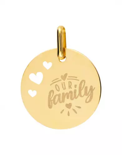 Médaille Ronde M Ajourée Coeurs Our Family