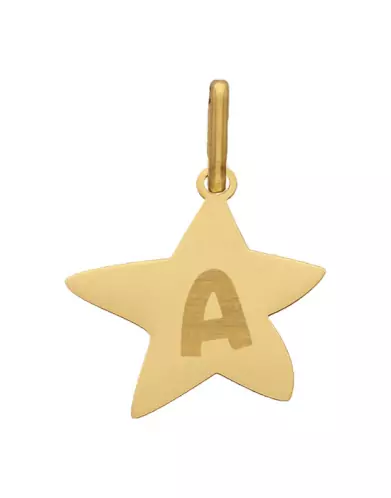 Médaille Etoile M Alphabet Enfant en Or à Personnaliser