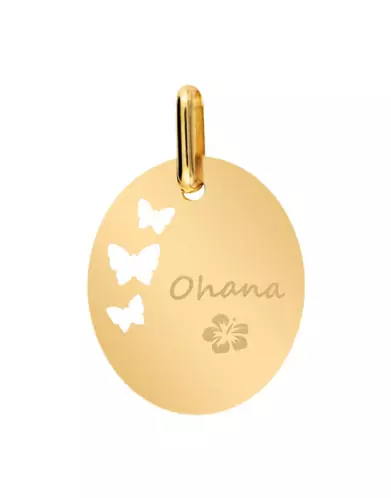 Médaille Ovale M Ajourée Papillons Ohana