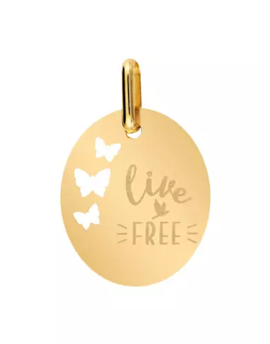 Médaille Ovale M Ajourée Papillons Live Free