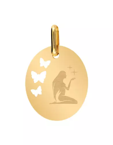 Médaille Ovale M Ajourée Papillons Emblème Zodiaque