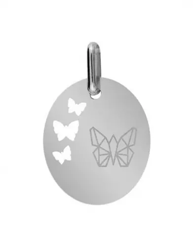 Médaille Ovale M Ajourée Papillons Papillon Origami