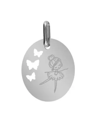 Médaille Ovale M Ajourée Papillons Danseuse