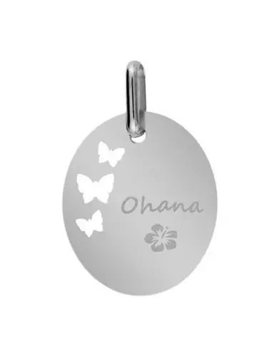Médaille Ovale M Ajourée Papillons Ohana