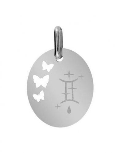 Médaille Ovale M Ajourée Papillons Signe Zodiaque Stylisé