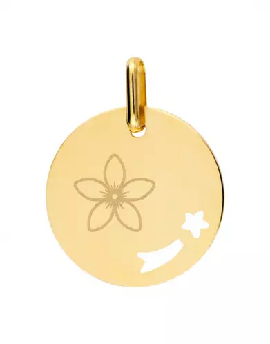 Médaille Ronde S Ajourée Étoile Filante Fleur