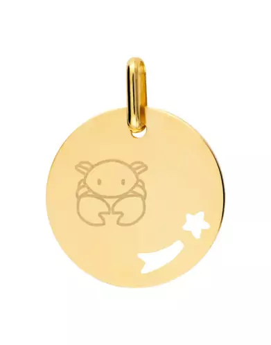 Médaille Ronde S Ajourée Étoile Filante Zodiaque Enfantin