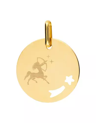 Médaille Ronde M Ajourée Étoile Filante Emblème Zodiaque