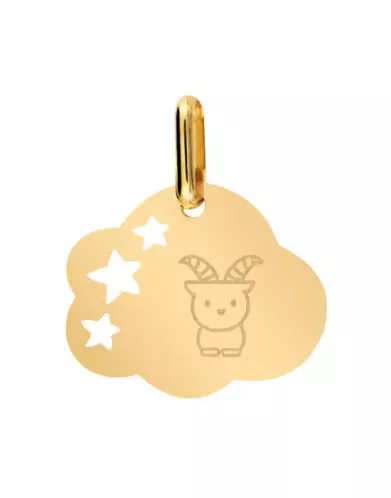 Médaille Nuage S Ajourée Étoiles en Or Zodiaque Enfantin Personnalisable