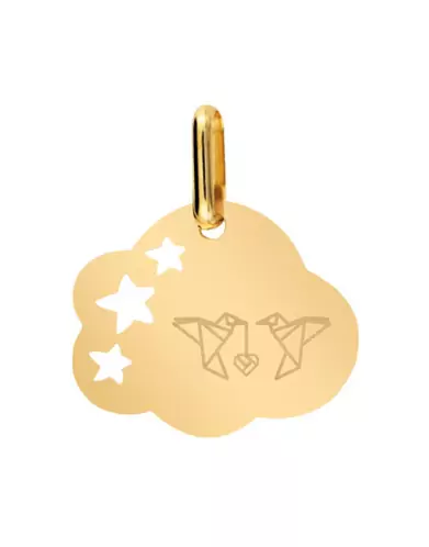 Médaille Nuage M Ajourée Étoiles Oiseaux Origami