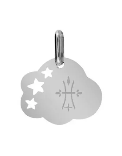 Médaille Nuage M Ajourée Étoiles Signe Zodiaque Stylisé