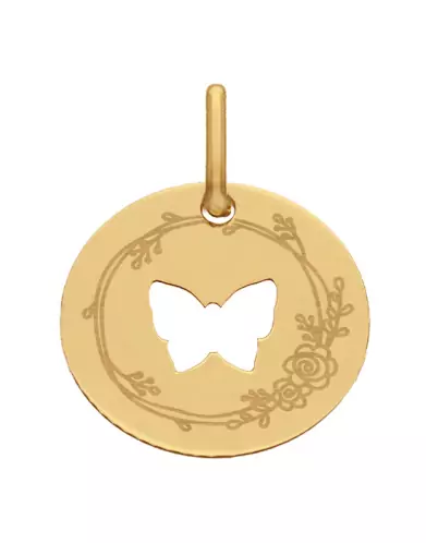 Médaille Papillon Ajouré M Décor Fleur