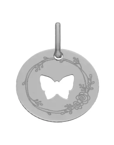 Médaille Papillon Ajouré M Décor Fleur