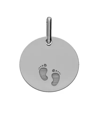 Médaille Ronde Or Empreintes Pieds Personnalisable
