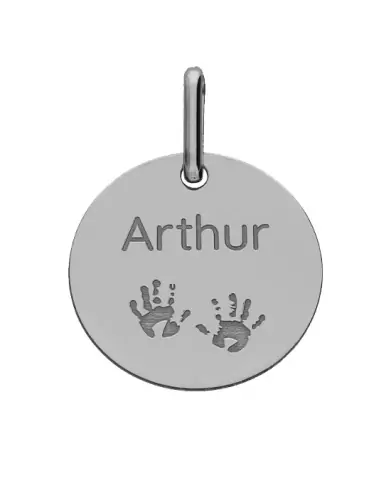 Médaille Ronde Or Empreintes Mains Personnalisable