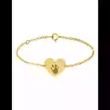 Bracelet Cœur en Or sur chaîne à personnaliser avec une empreinte image cachée