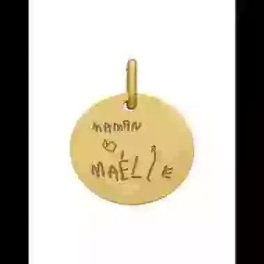 Médaille Ronde en Or à Personnaliser avec un Message image cachée