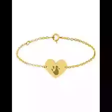 Bracelet C&oelig;ur en Or sur cha&icirc;ne &agrave; personnaliser avec une empreinte image cachée