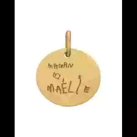 M&eacute;daille Ronde en Or &agrave; Personnaliser avec un Message image cachée
