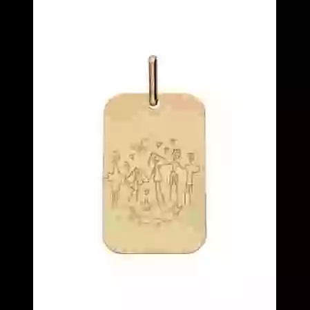 M&eacute;daille Rectangle en Or &agrave; Personnaliser avec un Dessin image cachée